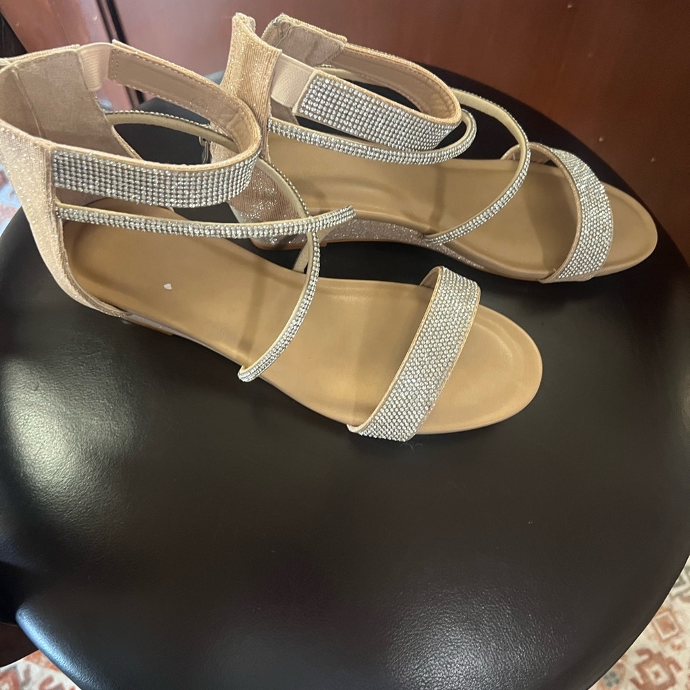 Chic Tan Sandals with Rhinestone Accents